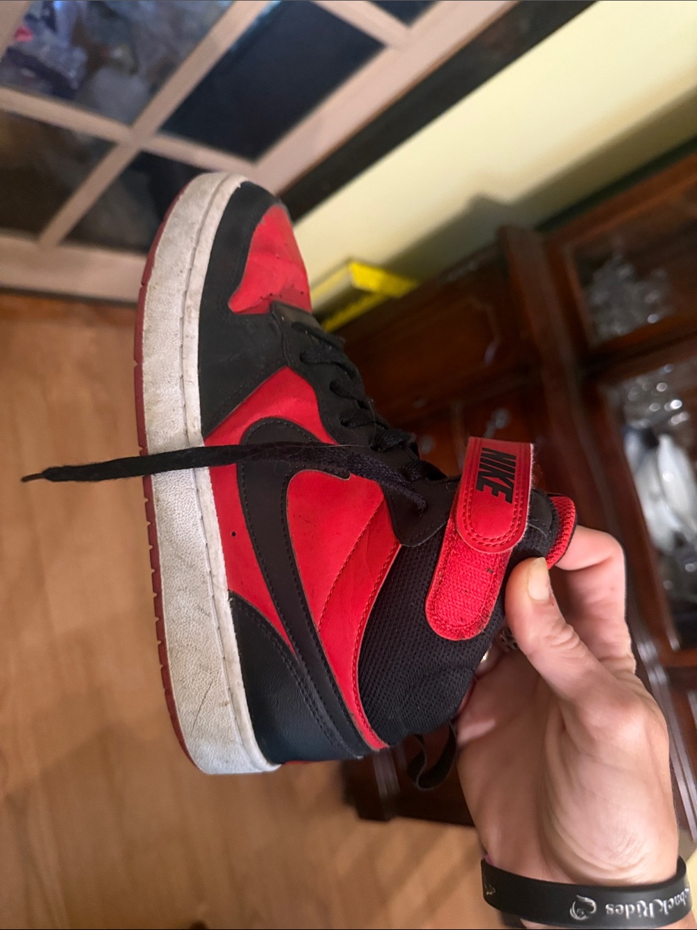 Nike Red and Black Kids High-Top Sneakers